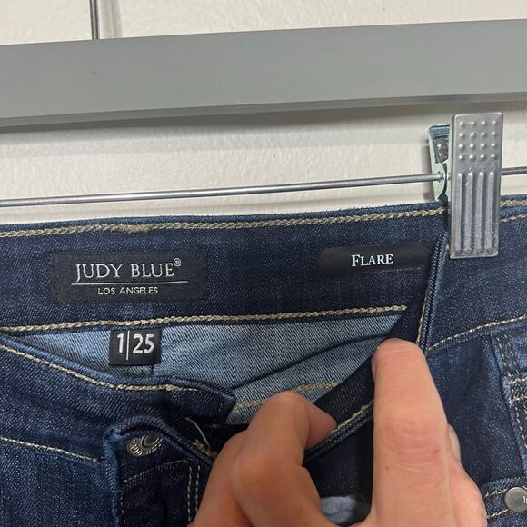 Judy Blue Flare Jeans Blue Sz 1/25 Raw Hem - Picture 5 of 8